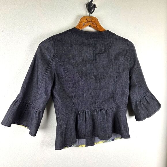 Sandro Sportswear Women's Denim Short Blazer Cotton Blend Blue Jacket Size Small - Picture 4 of 11